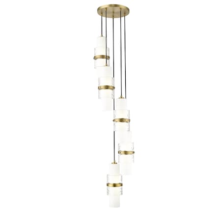 Z-Lite Cayden Chandelier, 5-Light, 12 In.W x 16.75 In.H, Modern Gold/Clear + Etched Opal 1946P-5R-MGLD